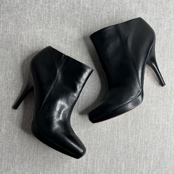 Via Spiga Black Leather Platform Stiletto Bootie Size 8 - Picture 6 of 8